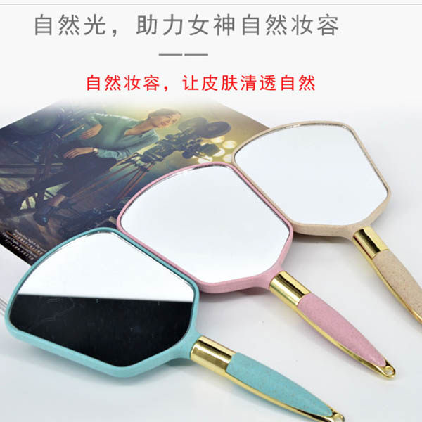 新款半永久纹绣便携式镜子 高清欧式手柄镜 美容院纹眉漂唇梳妆镜