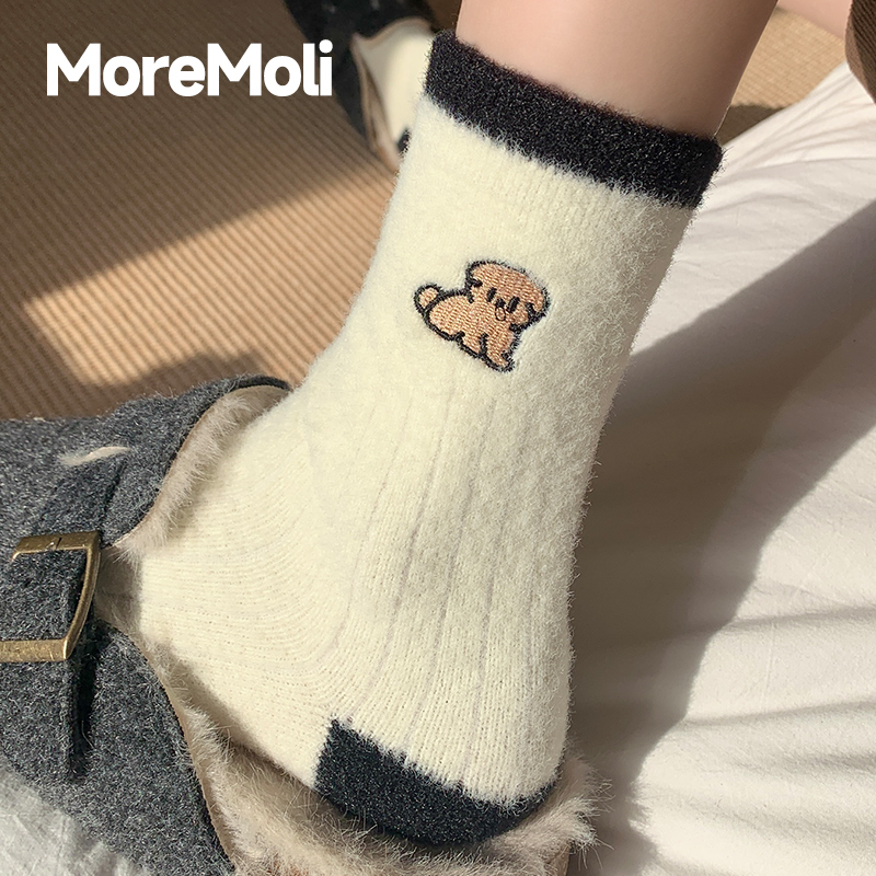 moremoli加绒加厚中筒袜澳绒