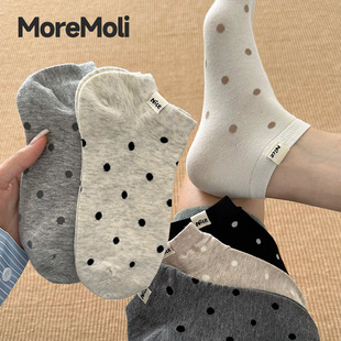 波点浅口袜子女款 ins潮防臭吸汗短袜学院风诸暨小白袜女袜 春秋季