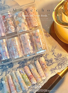 韩风ins手绘洛可可风美甲转印纸小天使兔子春夏艺术元素可爱实用