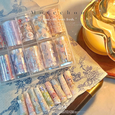 韩风ins手绘洛可可风美甲转印纸小天使兔子春夏艺术元素可爱实用