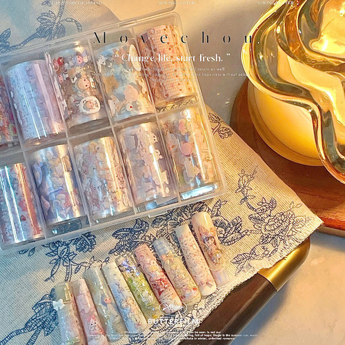 韩风ins手绘洛可可风美甲转印纸小天使兔子春夏艺术元素可爱实用