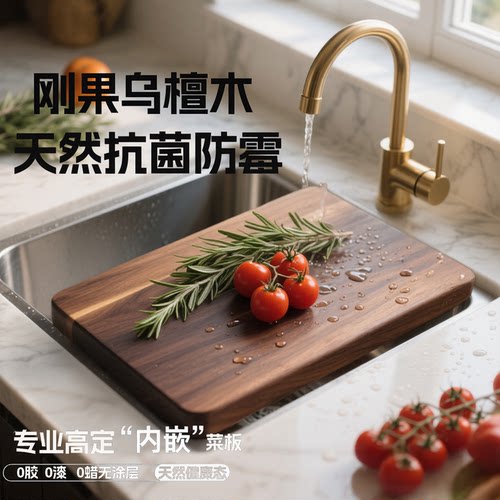 定做整切房车水槽卡位乌檀木砧板