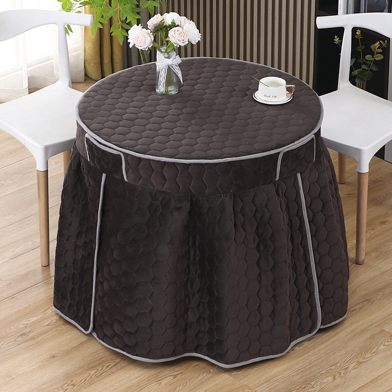 加厚加绒烤火桌子罩套圆形电炉罩