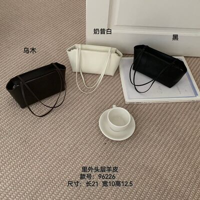 极简韩系里外头层羊皮腋下包时尚通勤单肩托特包高质感小众气质