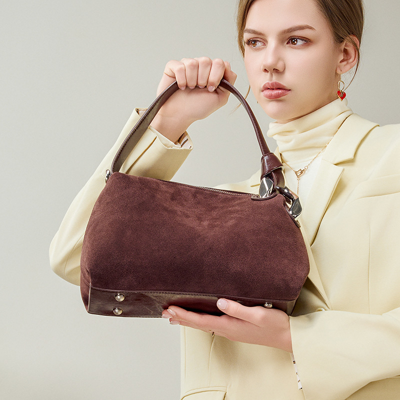 豹纹麂皮时尚女士单肩包斜挎伴手礼高级感女大容量通勤真皮手提包