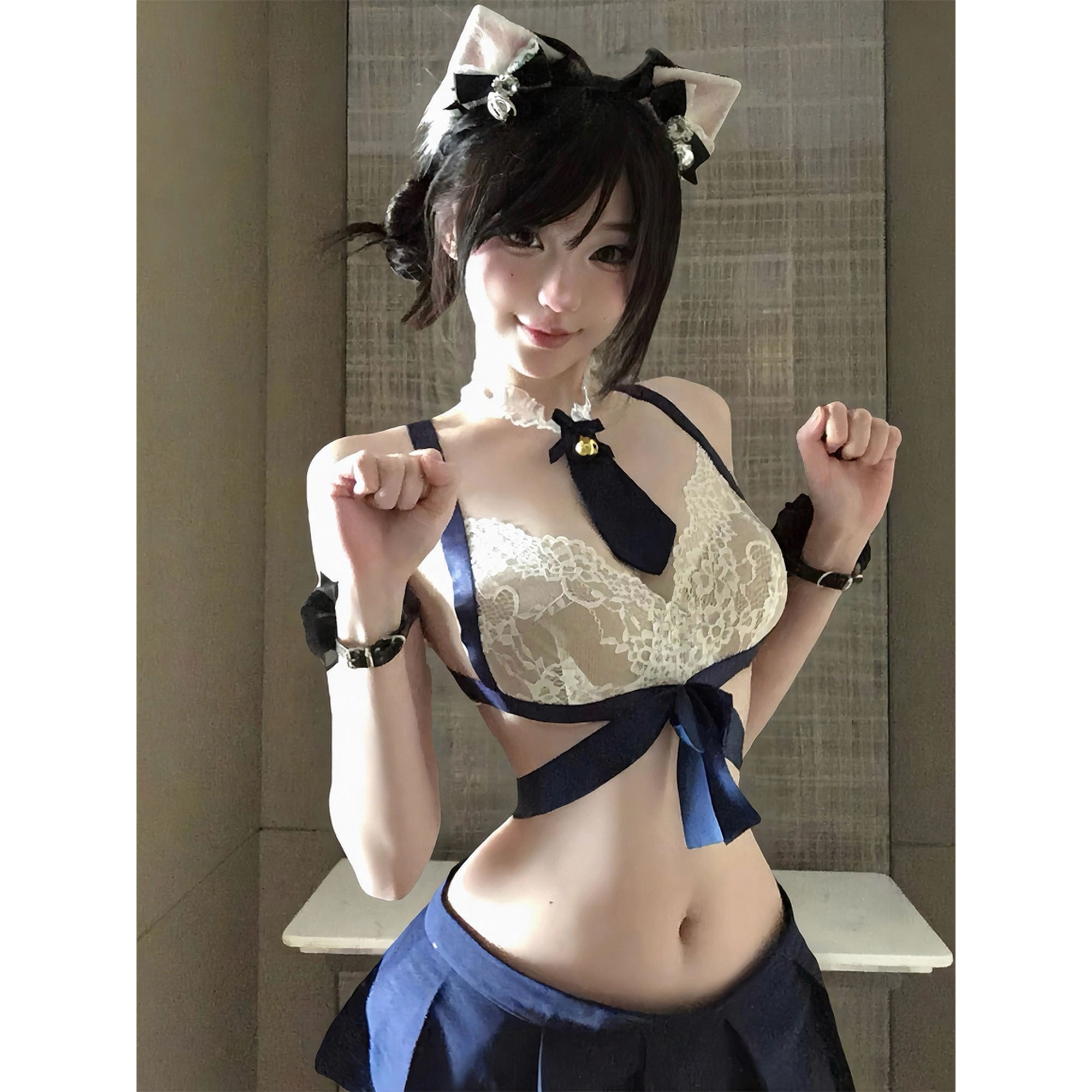 SALTCRUSH 纯欲JK制服睡衣内衣蕾丝上衣百褶裙性感日系学妹套装女