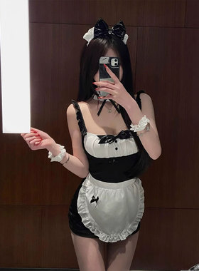 SALTCRUSH 洛丽塔经典女仆围裙睡裙套装纯欲吊带cosplay女佣制服