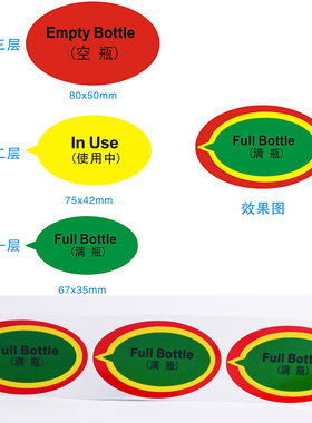 气瓶三层标签贴纸满瓶空瓶使用中