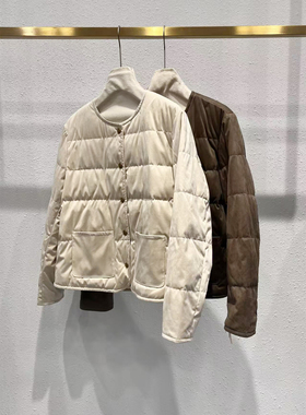 麂皮绒圆领鹅绒羽绒服GM36112