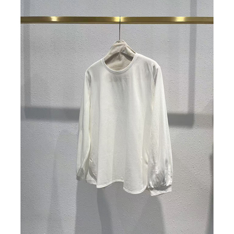 圆领宽松极简弧度下摆开叉长袖卫衣女GM96116