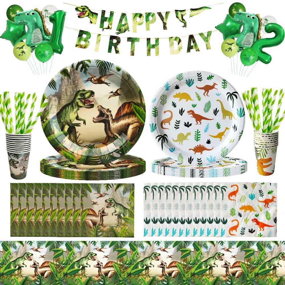 Dinosaur Disposable Tableware Set Dinosaur Theme Birthday Pa