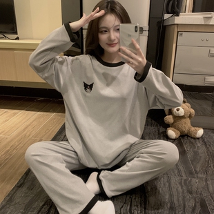 韩版加绒睡衣女秋冬季长袖2026新款双面德绒可爱休闲可外穿家居服