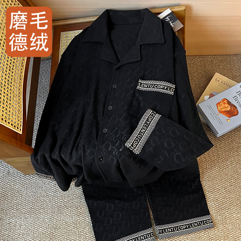 休闲男士德绒保暖睡衣套装200斤