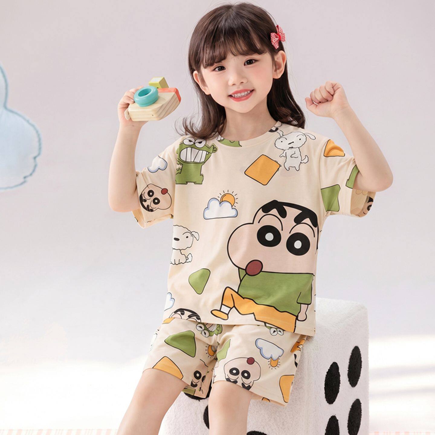 睡衣小女孩可爱女童2026新款夏天洋气儿童短袖家居服薄款套装卡通