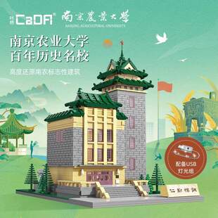 双鹰小颗粒积木拼装南京农业大学北清华中国名校模型街景收藏摆件