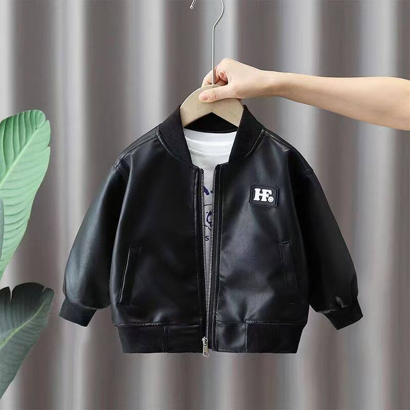 男童皮衣外套春秋棒球服儿童休闲皮夹克PU皮夹子宝宝加棉加绒洋气