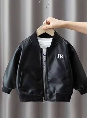 男童皮衣外套春秋棒球服儿童休