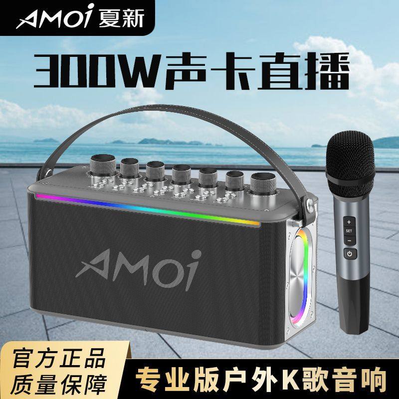 夏新K18多功能直播乐器K歌蓝牙音响户外便携露营带话筒大音量音箱