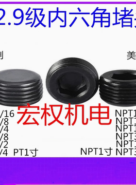 12.9级喉塞内六角堵头闷头止付螺丝油塞螺塞PT NPT1/1161/81/43/8