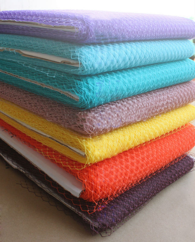 台湾进口腈纶大网眼面纱新娘头饰女帽类diy手工帽材面料辅料配饰