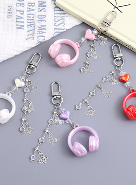 小众新款立体音乐耳机包包挂件个性百搭蝴蝶钥匙扣挂饰手机挂件