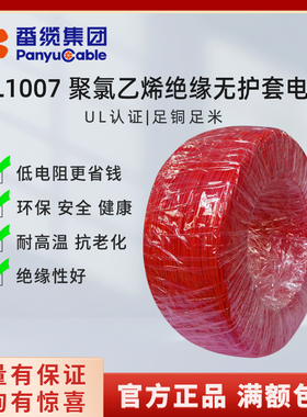 AWM 1007聚氯乙烯绝缘无护套UL铜芯电线UL1007