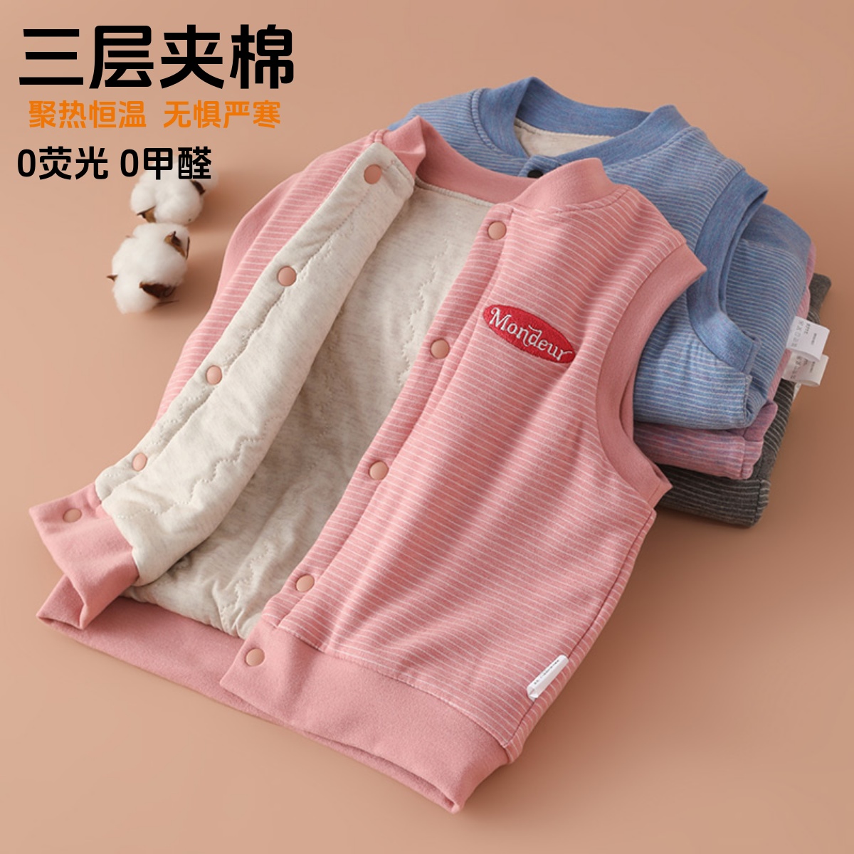 三层加厚儿童马甲校服神器