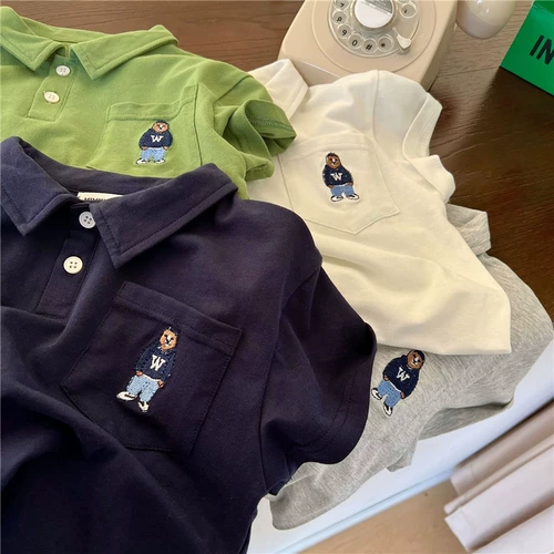 Детская летняя мультяшная футболка polo подходит для мужчин и женщин, короткий рукав