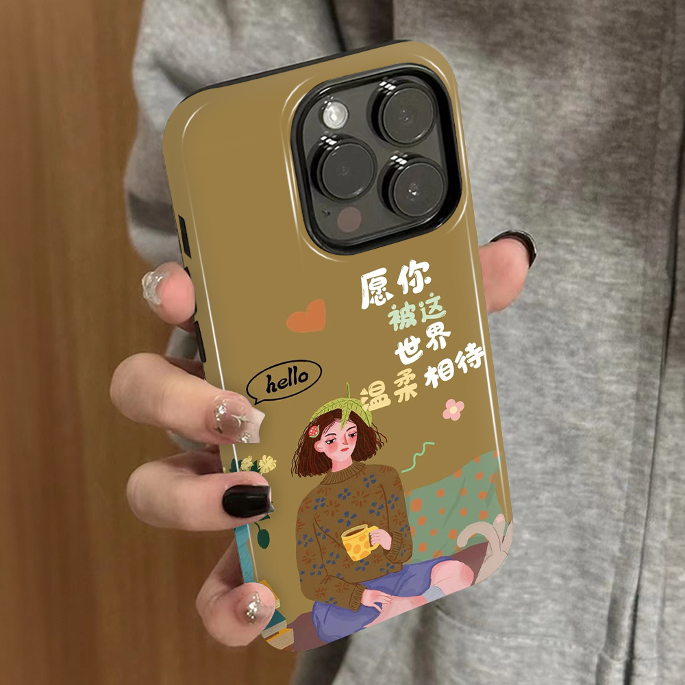 温柔以待适用苹果17promax手机壳iPhone16pro新款15plus防摔14菲林13男12xsmax女款11xr情侣3se2外壳7套8plus