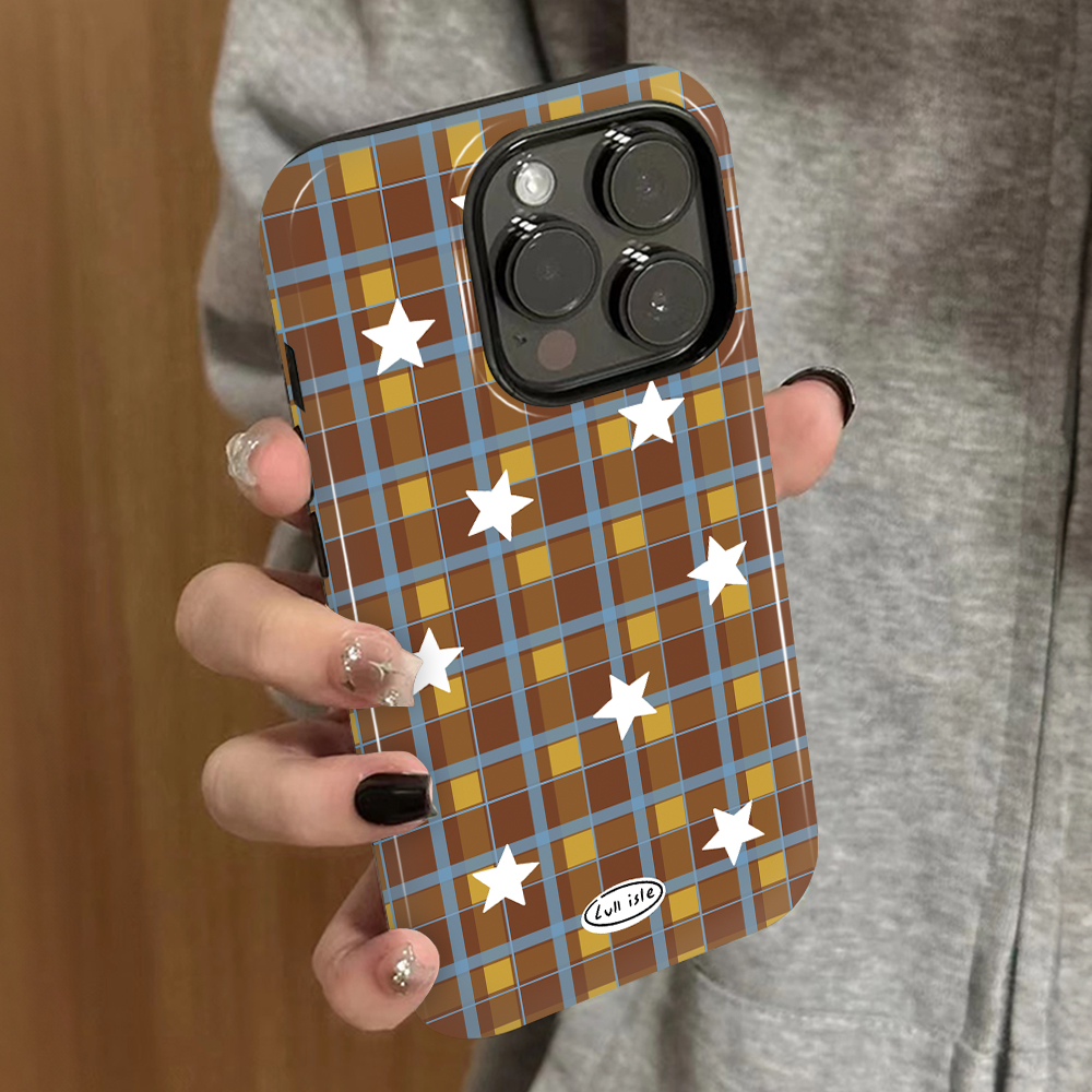 星星格子适用苹果17promax手机壳iPhone16pro新款15plus防摔14菲林13男12xsmax女款11xr情侣3se2外壳7套8plus