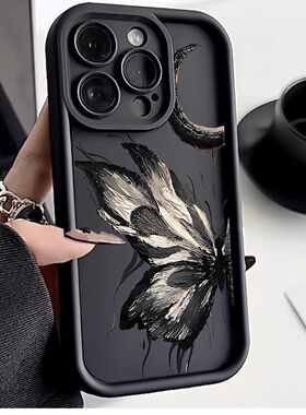油画蝴蝶适用苹果15手机壳iPhone14promax新款13pro硅胶12软壳xsmax11男女款iPhonexr情侣78plus套x14plus