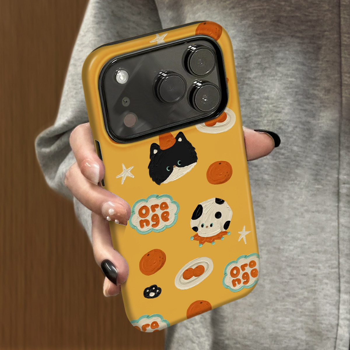 橙子小猫适用苹果17promax手机壳iPhone16pro新款15plus防摔14菲林13男12xsmax女款11xr情侣3se2外壳7套8plus