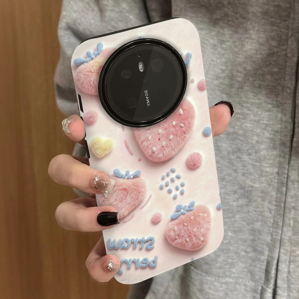 粉色草莓适用华为mate70pro手机壳mate60pro+新款50e防摔男mate30epro女款40por情侣菲林70proplus保护40e套