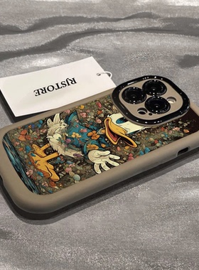 油画鸭子opporeno11手机壳reno10新款9pro+硅胶8软壳7男5k女款6情侣oppor17套oppoa58a9a96a97a72a9a32a93s