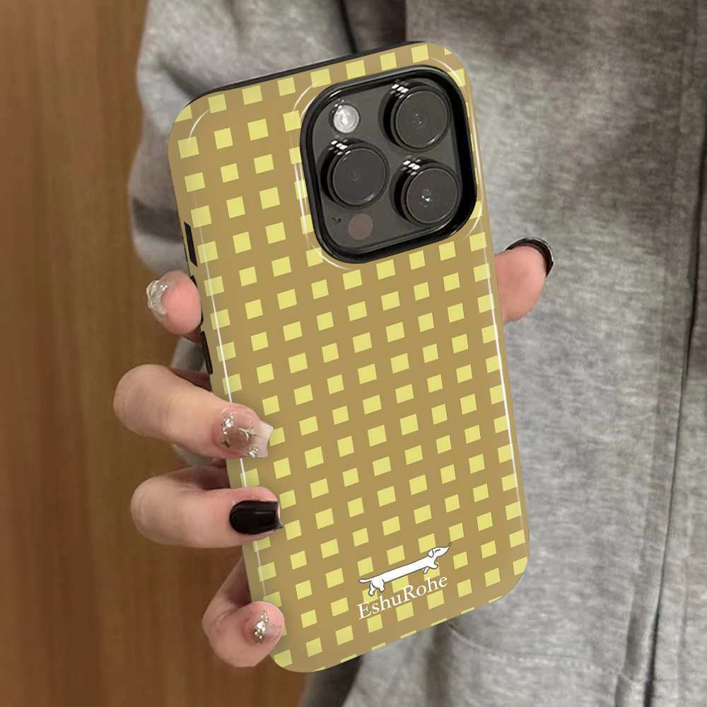 格子小狗适用苹果17promax手机壳iPhone16pro新款15plus防摔14菲林13男12xsmax女款11xr情侣3se2外壳7套8plus