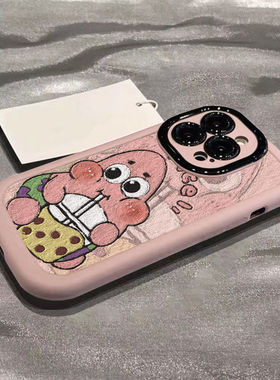 派大星奶茶适用苹果15手机壳iPhone14promax新款13pro硅胶12软壳xsmax11男女款iPhonexr情侣78plus套x14plus