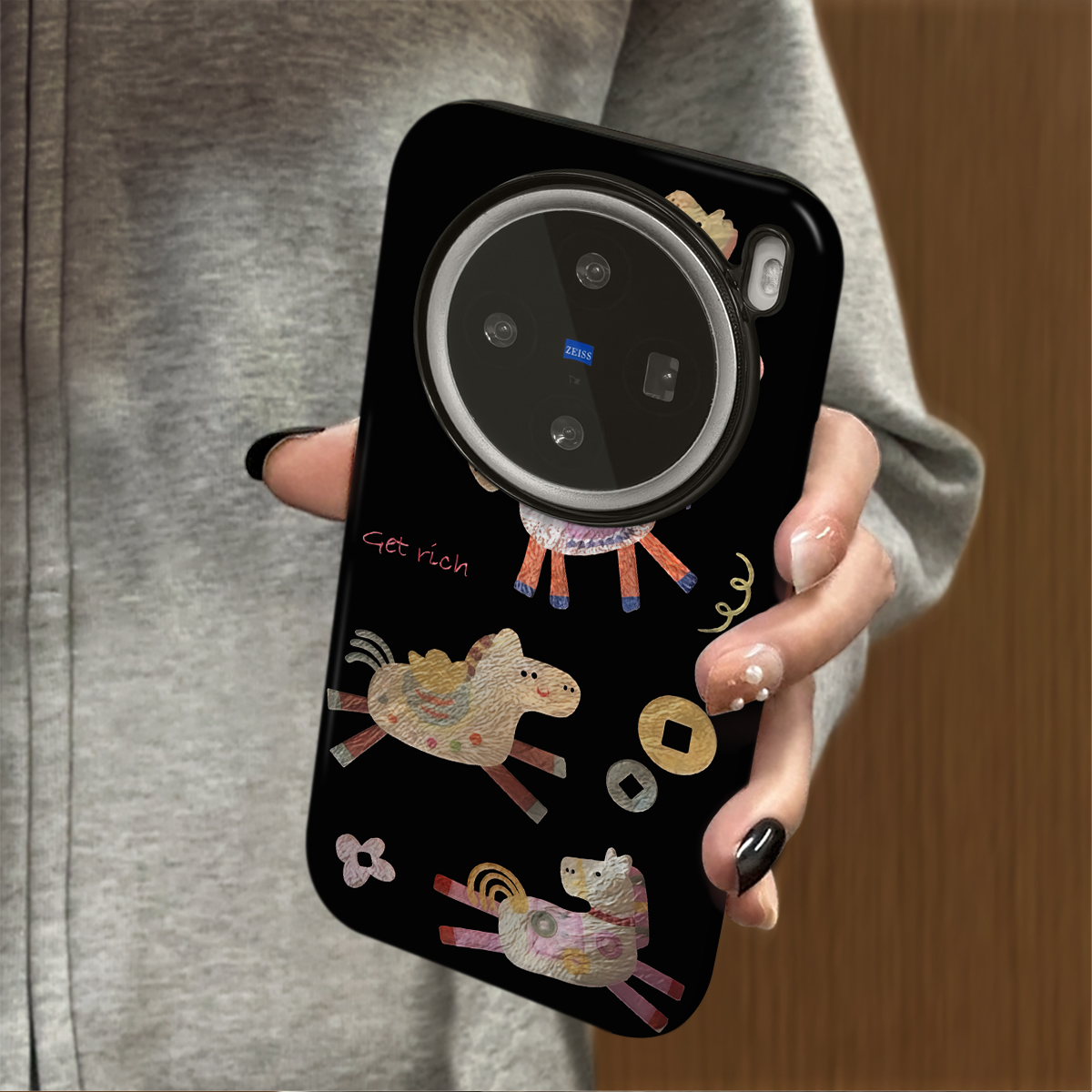 黑底小马适用vivox300手机壳x200promini新款x100ultra男x90s女款60x80x70情侣15vivos30s20s17t19套18e16pro