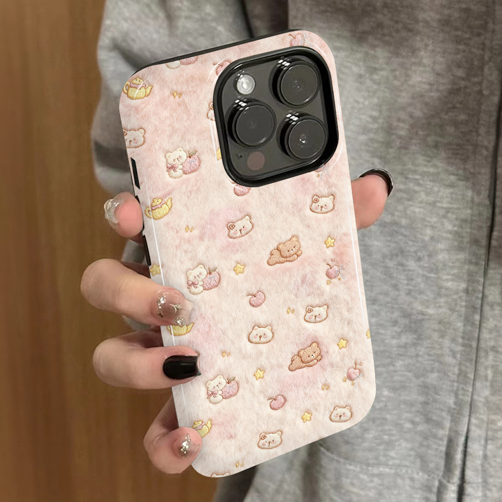 苹果小熊适用苹果16promax手机壳iPhone17pro新款15plus防摔14菲林13男12xsmax女款11xr情侣3se2外壳7套8plus