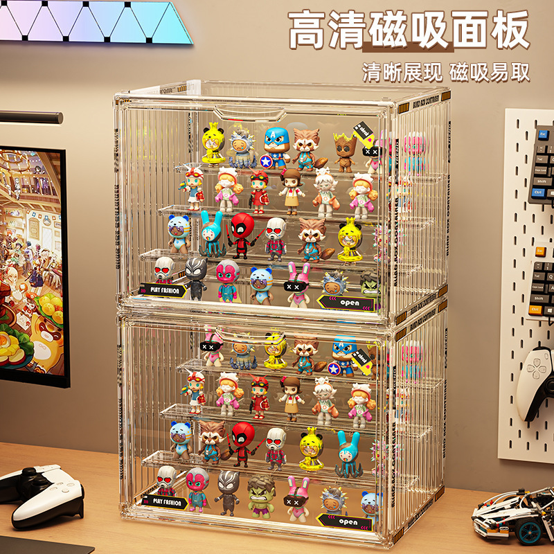 盲盒手办收纳展示架透明防尘亚克力labubu积木乐高摆件娃娃公仔柜