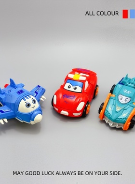 变形汽车飞机侠碰撞机器人男孩儿童一步变身惯性滑行玩具乐凡可爱