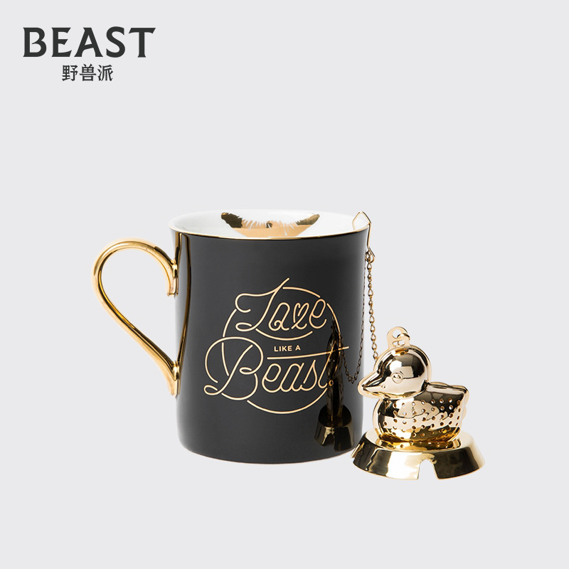 THE BEAST/野兽派唇印马克杯 精致骨瓷杯子带茶漏情侣水杯咖啡杯