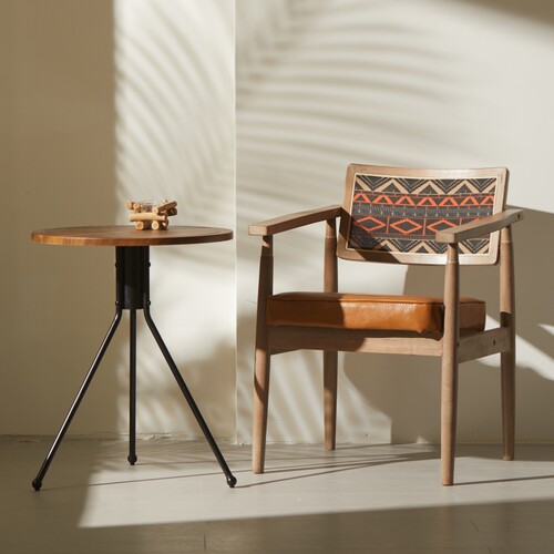 中古实木藤编复古扶手椅餐椅家用