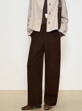 张小某 羊毛阔腿裤女秋冬2025新款高腰软糯拖地直筒休闲裤子K2197