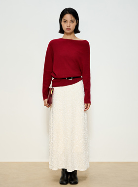 张小某法式丝绒A字半身裙女秋冬2025新款重工亮片长款鱼尾裙Q2201