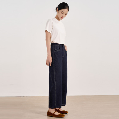 普洗蓝牛仔裤女秋季2025新款