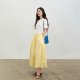 松紧高腰长款 黄色半身裙女春季 a字伞裙Q1573 开春多巴胺 张小某