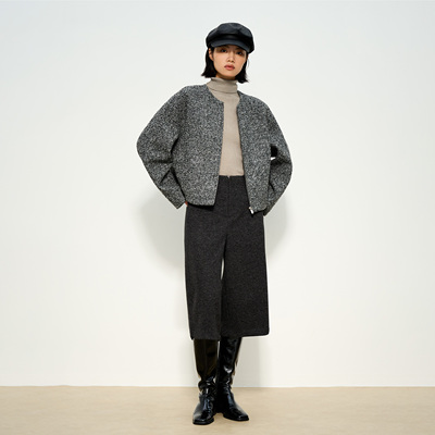 张小某 羊毛七分休闲裤女秋冬2025新款高腰加厚毛呢直筒裤子K2155