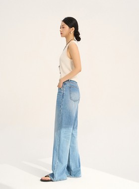 张小某 天丝牛仔裤女秋冬薄款莱赛尔柔软垂感直筒拖地裤子N1033