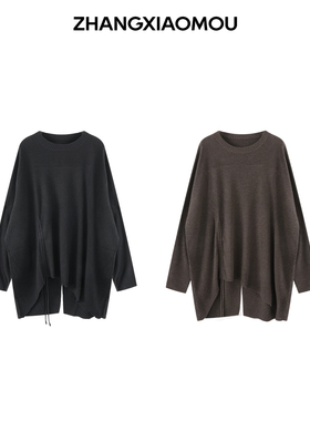 张小某 梨形定制 秋冬气质慵懒不规则下摆抽绳针织衫1BW12Z2505